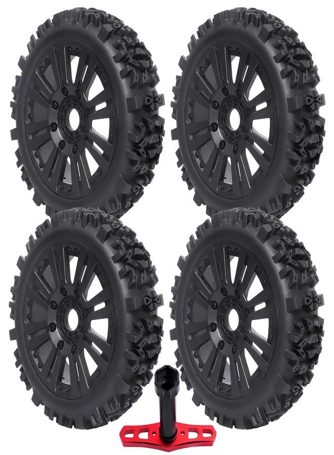CrazyHobby Pre-Glued RC Buggy Tires & Wheels Rims Set with Foam Inserts for 1/8 Arrma Typhon 6S 3S Blx Losi 8ight Tekno Kyosho Hobao Off-Road Car(4Pcs) - Image 1